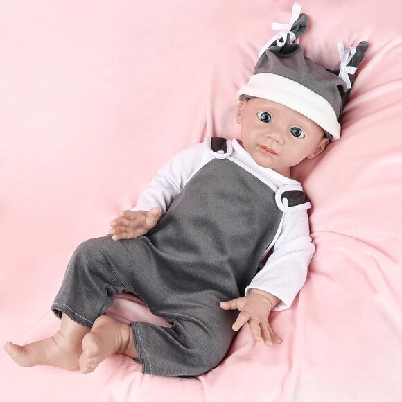 🆕21Inch Full Platinum Silicone Reborn Baby Dolls Newborn Boy with Doll Cloth - Picture 1 of 6